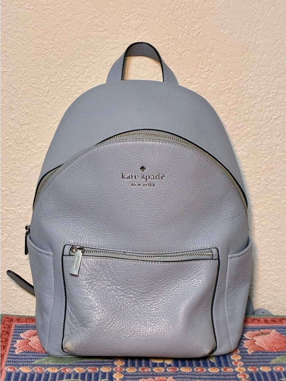 kate spade Dusty Blue Leila Dome Pebbled Leather Backpack